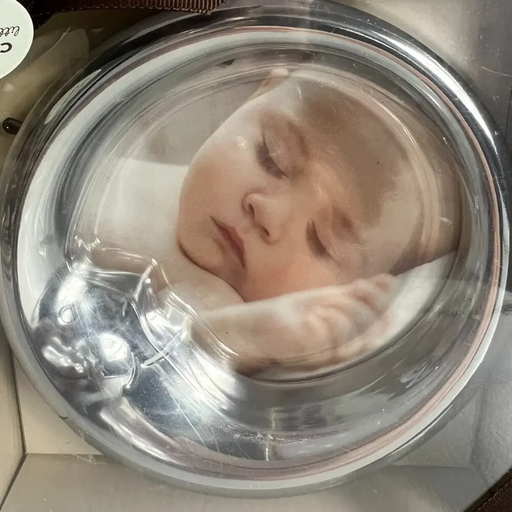 Carters Smiley Happy Frame Round Picture Frame Silver Moon